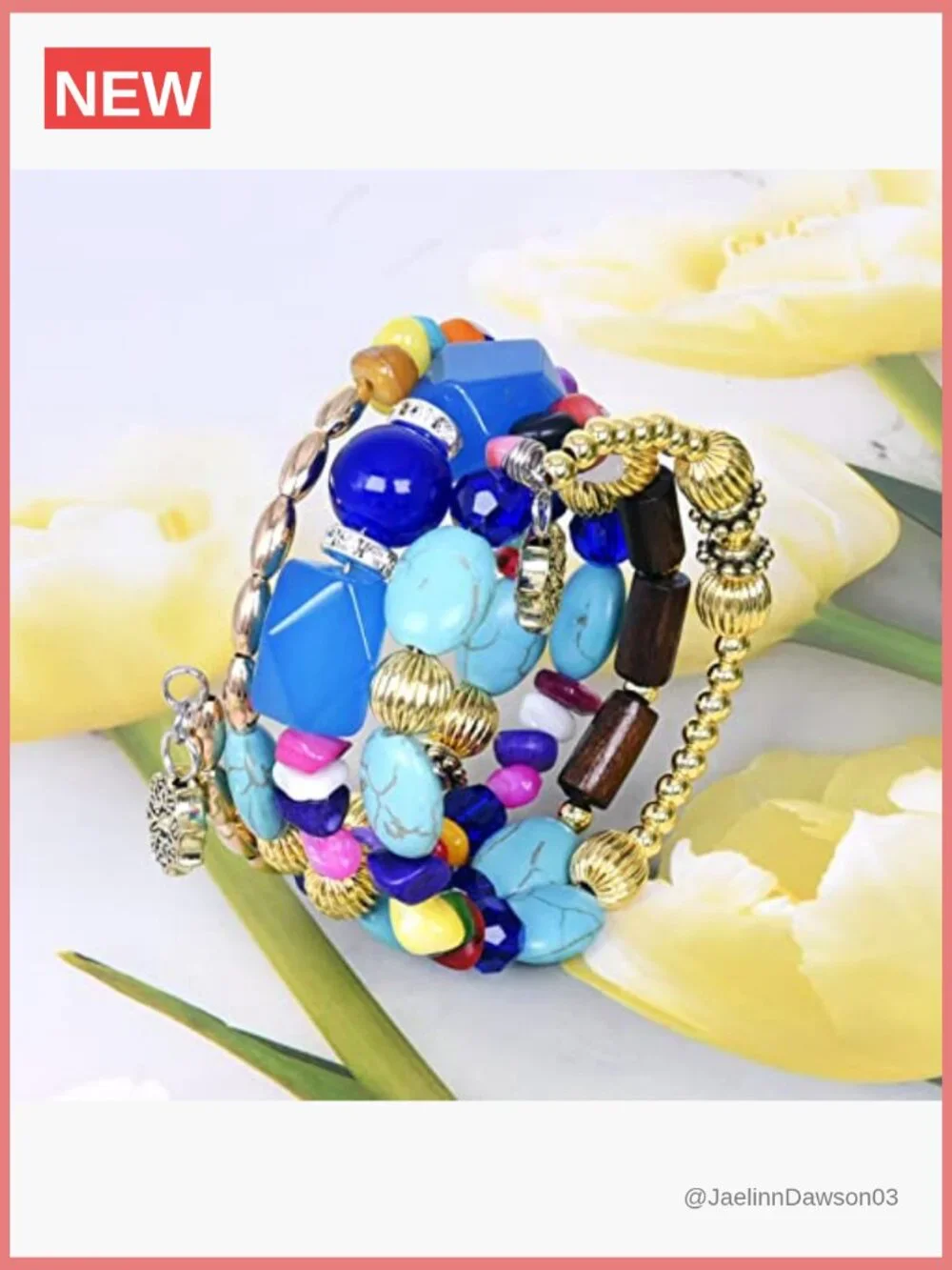 Boho Multilayer Agate Beads Charm Bracelet Bangle